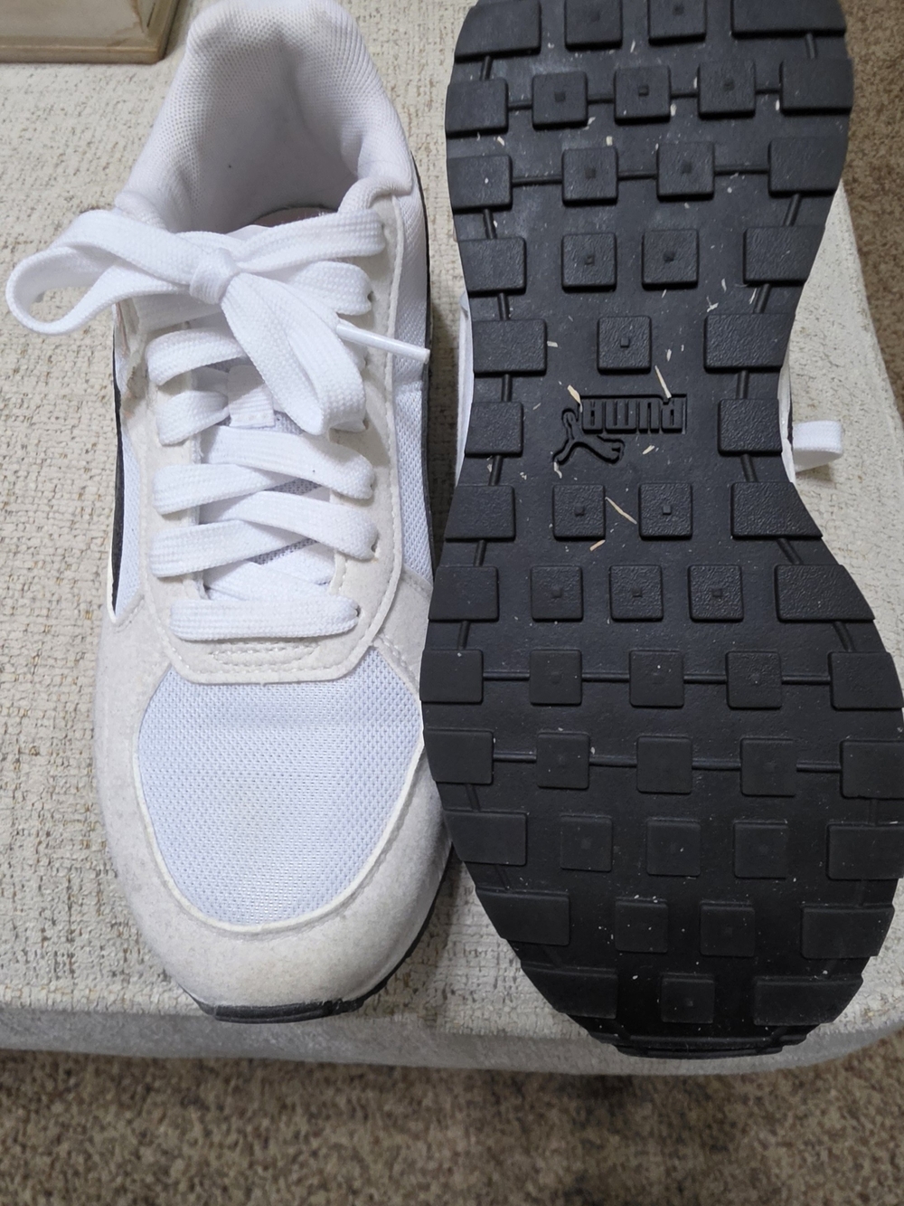 Puma White Mesh & Suede Sneakers